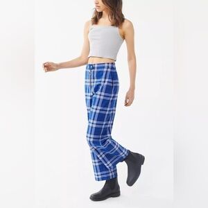 UO Daisy Plaid Zip-Front Wide Leg Pant size 8